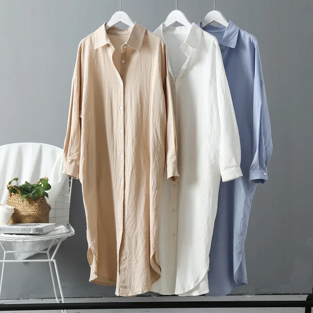 Vestido camisero de algodón